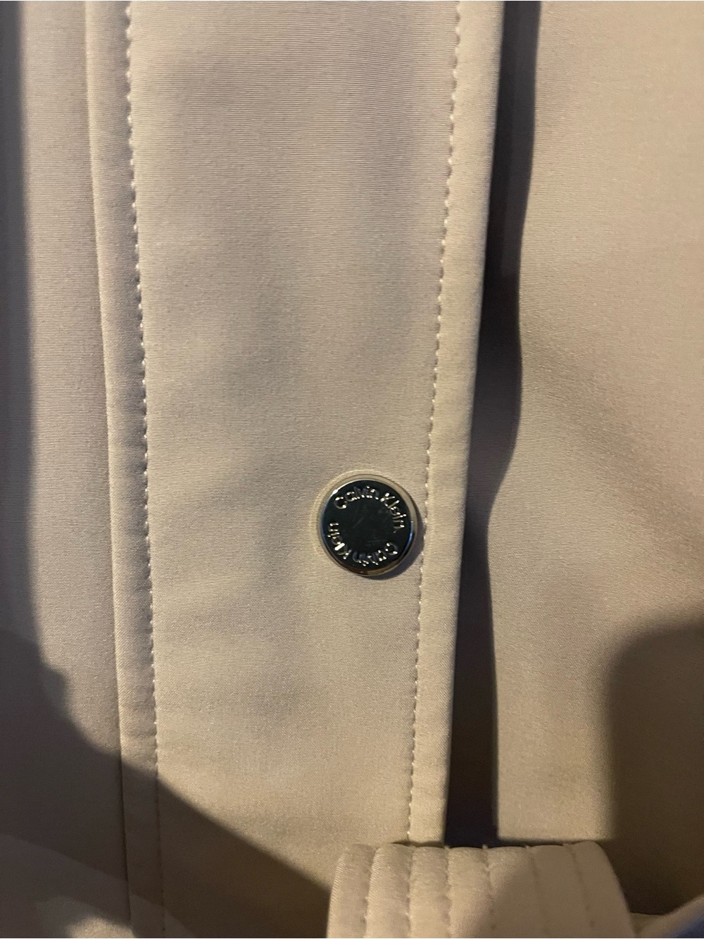 Calvin Klein Beige Softshell Belted Trench Coat Detachable Hood L - Picture 5 of 12
